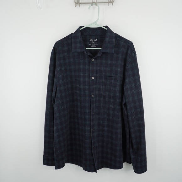 Age Of Wisdom Other - Age of Wisdom Button Up Shirt Mens XL Blue Plaid Long Sleeve Stretch Flannel